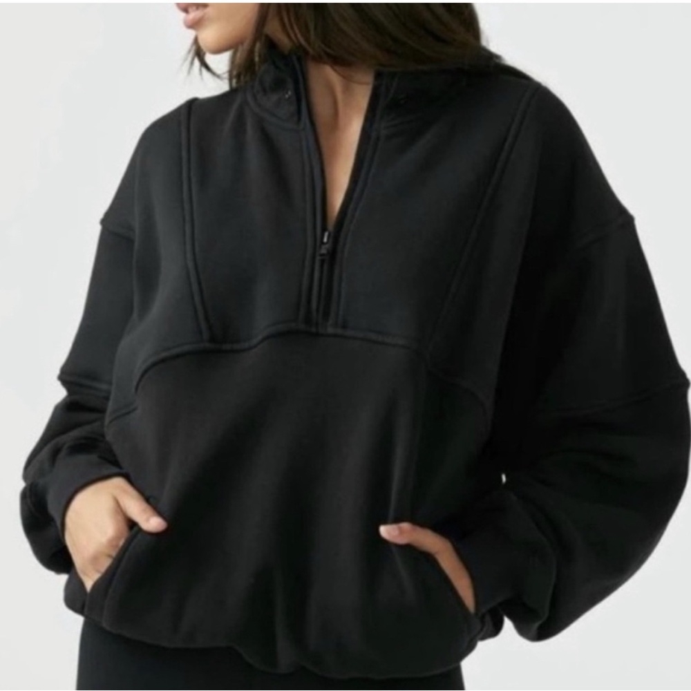 Joah Brown Black Half-Zip Sweatshirt